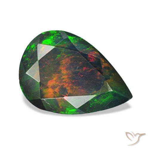 Ópalo negro Multicolor natural de 1.24 ct, En forma de pera, Opaco