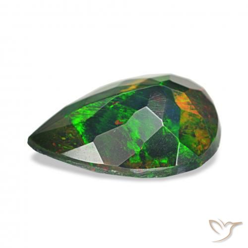 Ópalo negro Multicolor natural de 1.24 ct, En forma de pera, Opaco