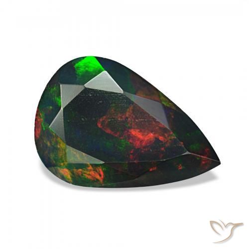Ópalo negro Multicolor natural de 1.41 ct, En forma de pera, Opaco