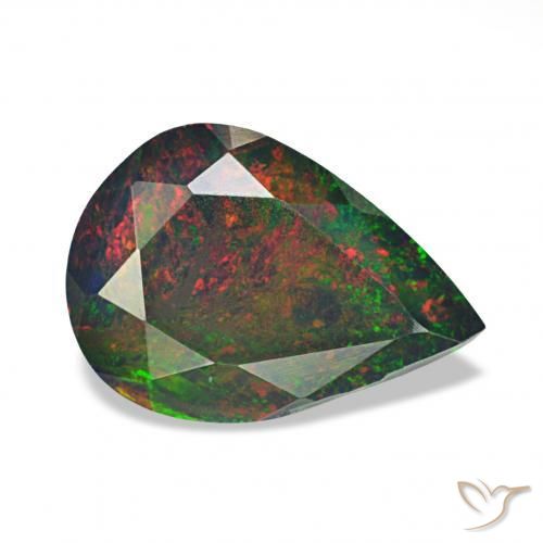 0.94ct Multicolor Ópalo negro, En forma de pera, Opaco