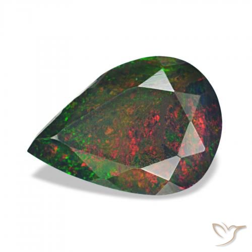 Ópalo negro Multicolor natural de 0.94 ct, En forma de pera, Opaco