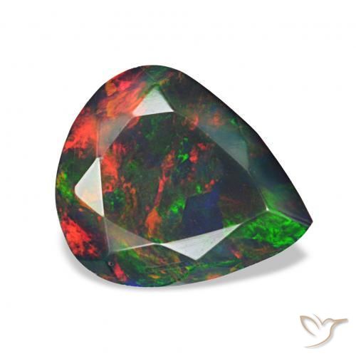 Ópalo negro Multicolor natural de 1.03 ct, En forma de pera, Opaco