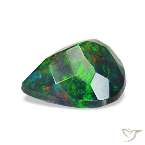 Ópalo negro Multicolor natural de 1.03 ct, En forma de pera, Opaco