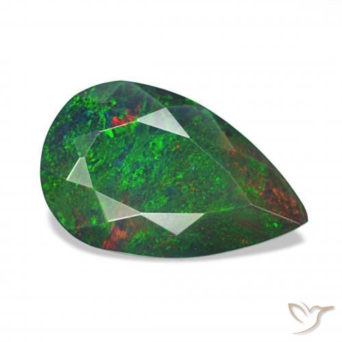 Ópalo negro Multicolor natural de 1.38 ct, En forma de pera, Opaco