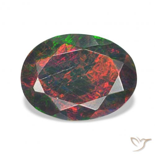 1.05ct Multicolor Ópalo negro, Ovalada, Opaco