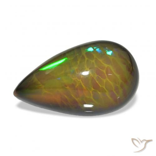 7.76ct Multicolor Ópalo negro, En forma de pera, Translúcido