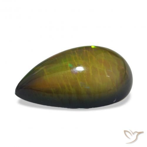 Ópalo negro Multicolor natural de 7.76 ct, En forma de pera, Translúcido