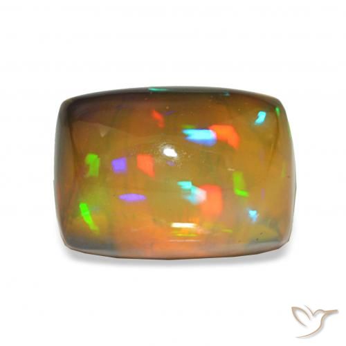 Ópalo negro Multicolor natural de 5.91 ct, Forma Cojín, Transparente