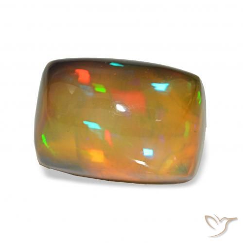 Ópalo negro Multicolor natural de 5.91 ct, Forma Cojín, Transparente