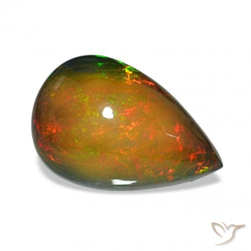Ópalo negro Multicolor natural de 7.30 ct, En forma de pera, Opaco
