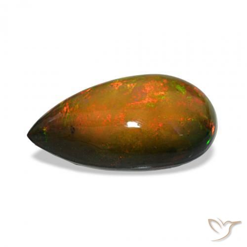 Ópalo negro Multicolor natural de 7.30 ct, En forma de pera, Opaco