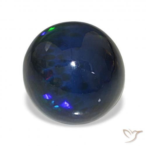 Ópalo negro Multicolor natural de 4.26 ct, Redondo, Opaco
