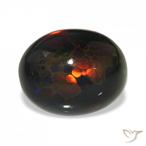 Ópalo negro Multicolor natural de 4.67 ct, Ovalada, Opaco