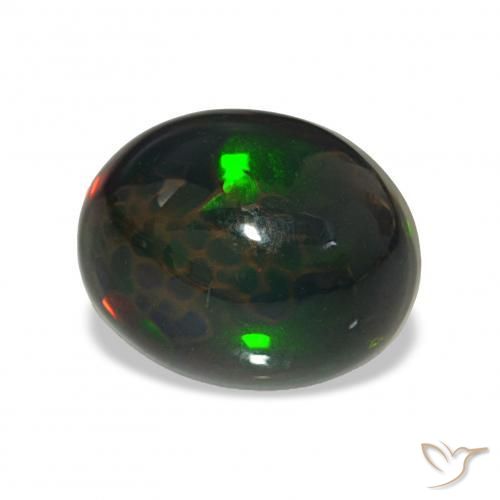 Ópalo negro Multicolor natural de 4.67 ct, Ovalada, Opaco