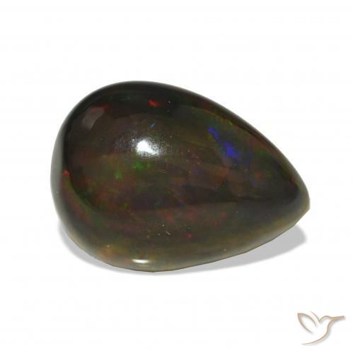 Ópalo negro Multicolor natural de 3.97 ct, En forma de pera, Opaco