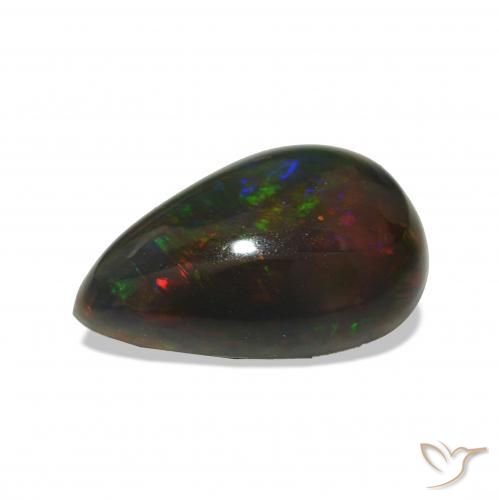 Ópalo negro Multicolor natural de 3.97 ct, En forma de pera, Opaco