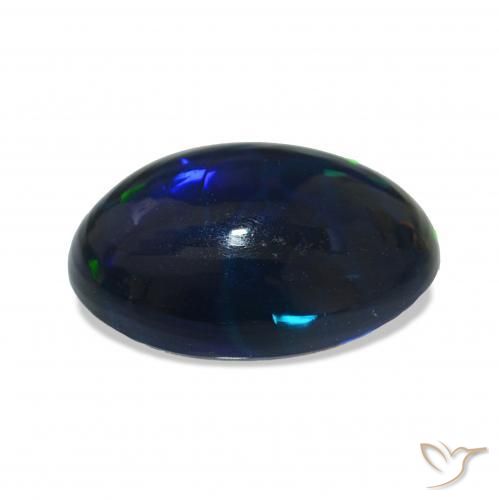 Ópalo negro Multicolor natural de 3.16 ct, Ovalada, Opaco