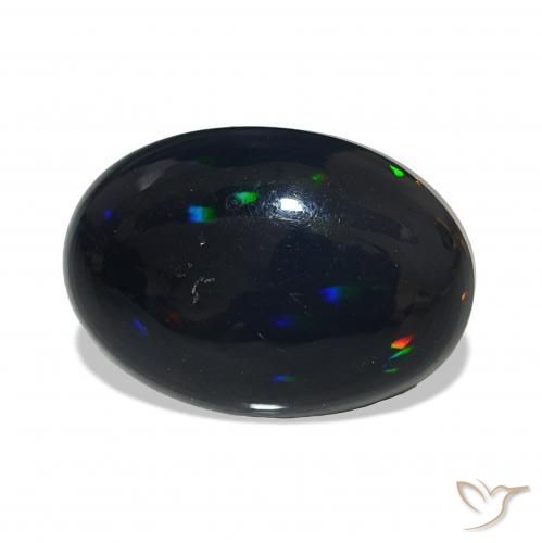 Ópalo negro Multicolor natural de 4.51 ct, Ovalada, Opaco