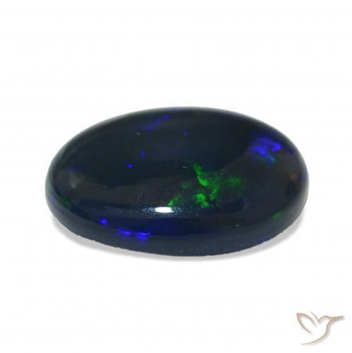 Ópalo negro Multicolor natural de 3.18 ct, Corte Óvalo, Opaco