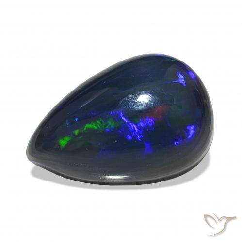 Ópalo negro Multicolor natural de 4.88 ct, En forma de pera, Opaco
