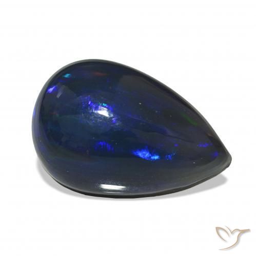 Ópalo negro Multicolor natural de 4.88 ct, En forma de pera, Opaco