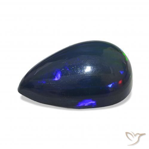 Ópalo negro Multicolor natural de 4.88 ct, En forma de pera, Opaco