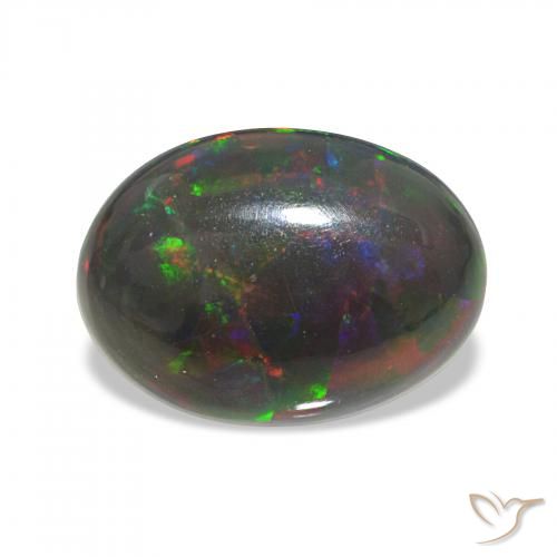 Ópalo negro Multicolor natural de 3.30 ct, Ovalada, Opaco