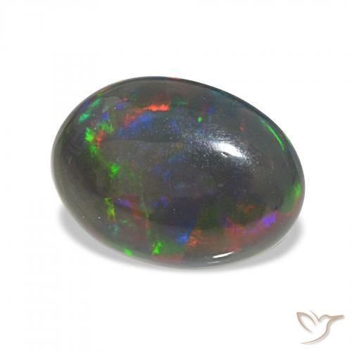 Ópalo negro Multicolor natural de 3.30 ct, Ovalada, Opaco