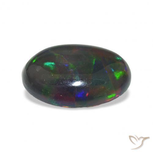 Ópalo negro Multicolor natural de 3.30 ct, Ovalada, Opaco