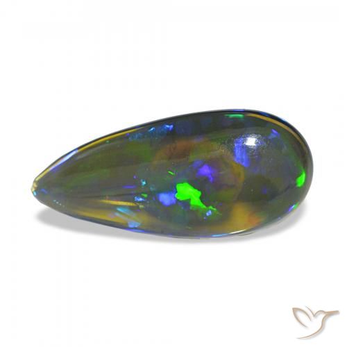 Ópalo negro Multicolor natural de 3.09 ct, En forma de pera, Transparente