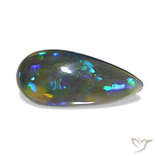 Ópalo negro Multicolor natural de 3.09 ct, En forma de pera, Transparente