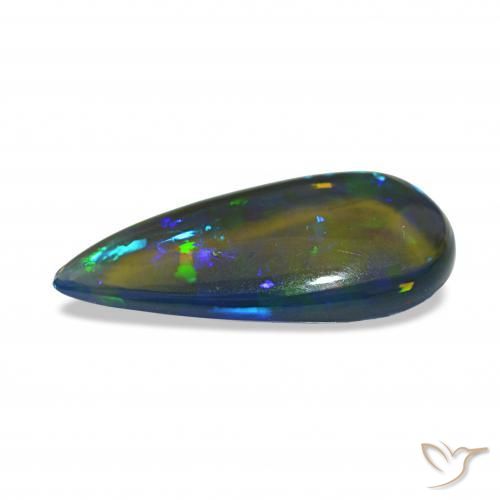 Ópalo negro Multicolor natural de 3.09 ct, En forma de pera, Transparente
