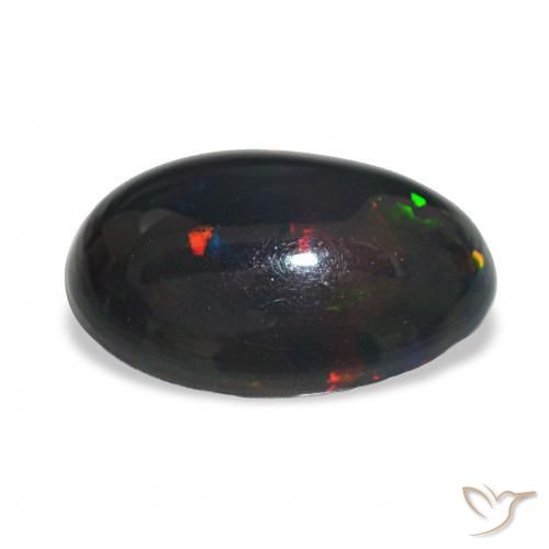 Ópalo negro Multicolor natural de 3.41 ct, Ovalada, Opaco