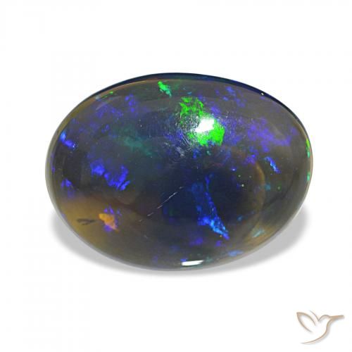 3.09ct Multicolor Ópalo negro, Ovalada, Transparente