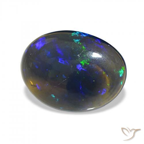 Ópalo negro Multicolor natural de 3.09 ct, Ovalada, Transparente