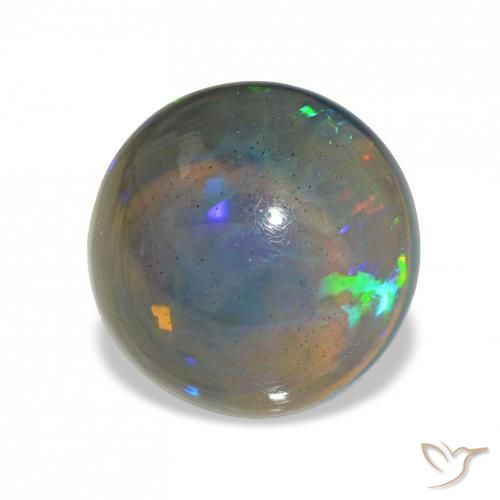 Ópalo negro Multicolor natural de 3.18 ct, Redondo, Transparente