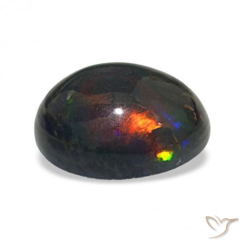 Ópalo negro Multicolor natural de 3.56 ct, Ovalada, Opaco