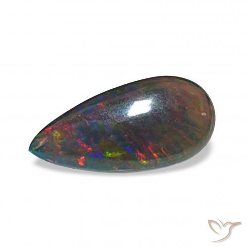 Ópalo negro Multicolor natural de 3.04 ct, En forma de pera, Opaco