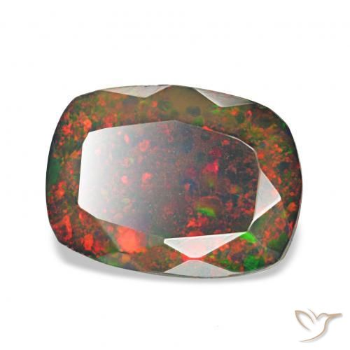 Ópalo negro Multicolor natural de 0.90 ct, Forma Cojín, Opaco