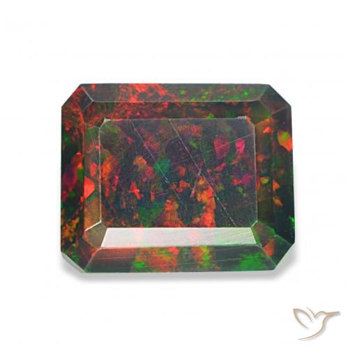 Ópalo negro Multicolor natural de 1.52 ct, Corte Octágono / Esmeralda, Opaco