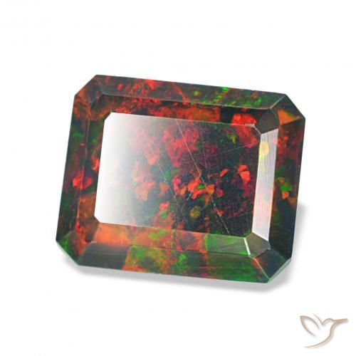 Ópalo negro Multicolor natural de 1.52 ct, Corte Octágono / Esmeralda, Opaco