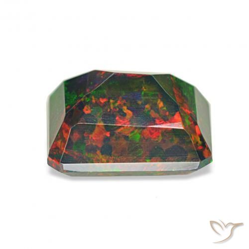 Ópalo negro Multicolor natural de 1.52 ct, Corte Octágono / Esmeralda, Opaco