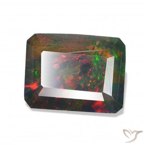 Ópalo negro Multicolor natural de 1.45 ct, Corte Octágono / Esmeralda, Opaco