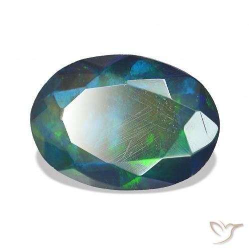 Ópalo negro Multicolor natural de 1.44 ct, Ovalada, Opaco