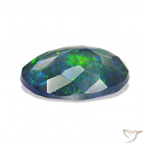 Ópalo negro Multicolor natural de 1.44 ct, Ovalada, Opaco