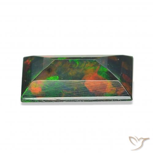 Ópalo negro Multicolor natural de 1.30 ct, Corte Baguette, Opaco