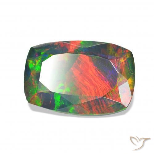 Ópalo negro Multicolor natural de 1.20 ct, Forma Cojín, Opaco