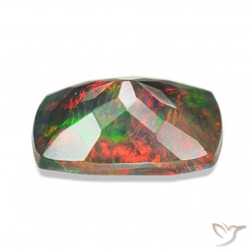 Ópalo negro Multicolor natural de 1.20 ct, Forma Cojín, Opaco