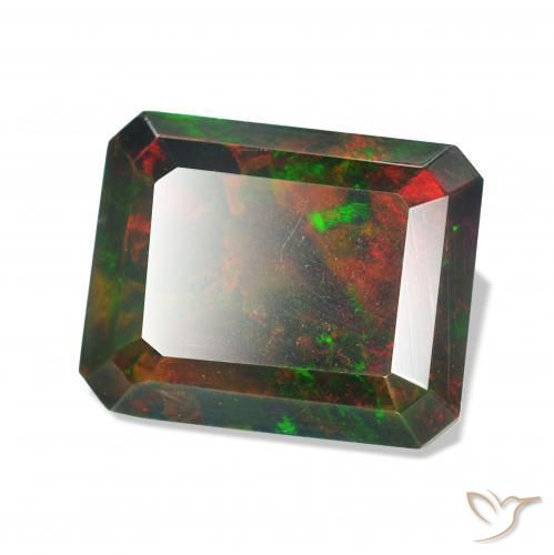 Ópalo negro Multicolor natural de 1.59 ct, Corte Octágono / Esmeralda, Opaco