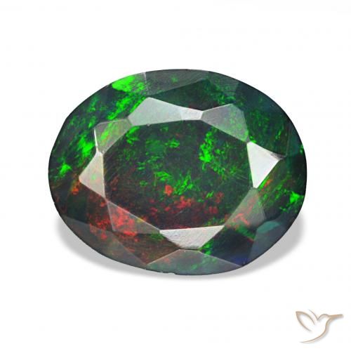 Ópalo negro Multicolor natural de 1.75 ct, Ovalada, Opaco